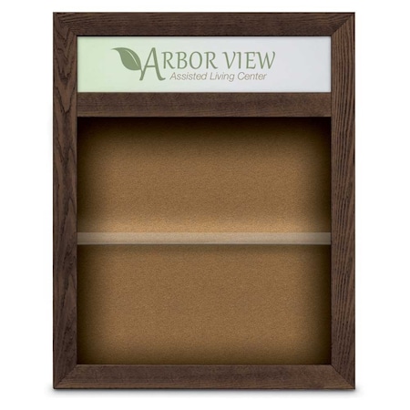 United Visual Products Outdoor Enclosed Combo Board, 42"x32", Satin Frame/Burgundy & Surf UVCB4232OD-BURGUN-SURF